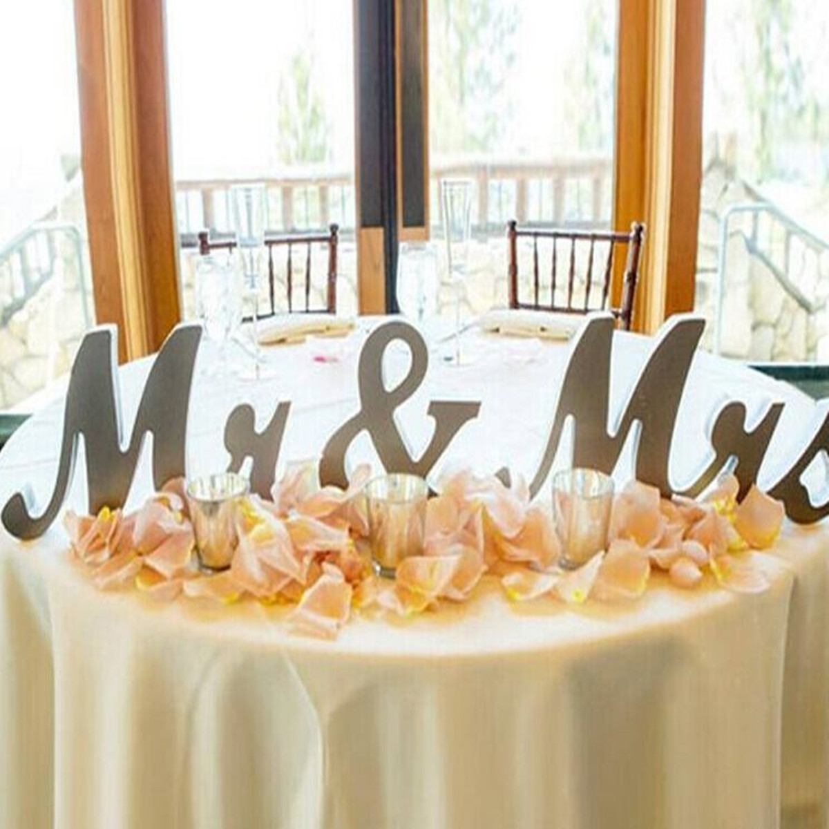 Us White Mr And Mrs Letters Sign Wooden Table Top Standing Wedding