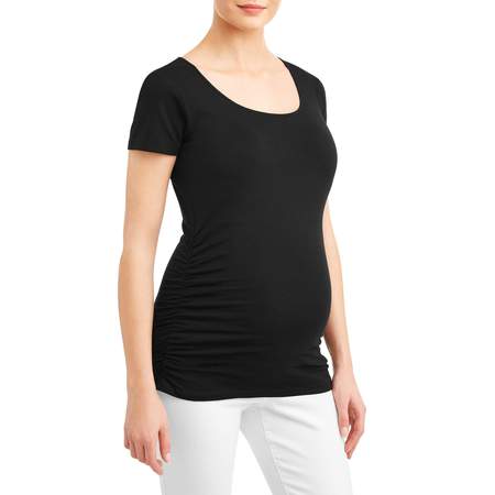 Maternity Short Sleeve Tee With Flattering Side Ruching - Available in Plus