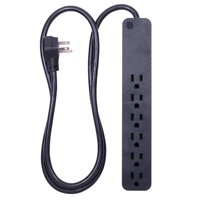 GE Pro 6-Outlet Power Strip Surge Protector, 4ft. Cord, Black, 37051