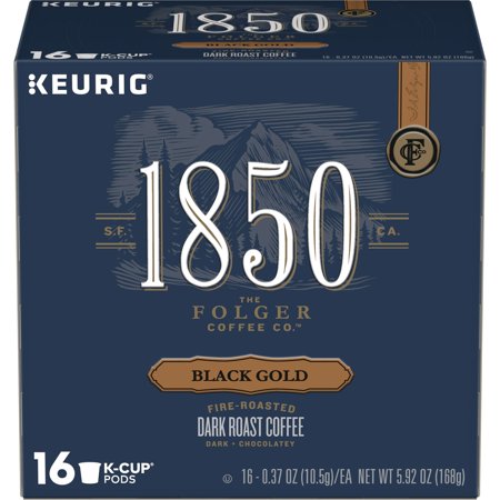 Good Gold Coffee - 1850 Black Gold, Dark Roast Coffee, K-Cup Pods for Keurig Brewers, 16-Count