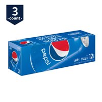 (3 Pack) Pepsi Soda, 12 Fl Oz, 12 Count