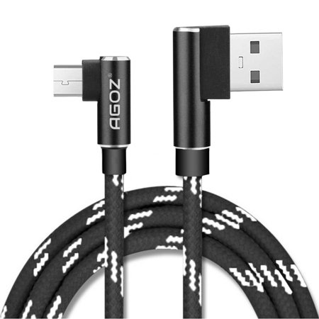 Agoz 4ft L Shape 90 Degree Right Angle Braided Type-C USB Data Sync FAST Charging Charger Cable Cord for ZTE ZMAX One Z719DL, Grand X MAX 2, Grand X4, ZMAX PRO, ZMAX Champ, ZMAX GRAND, Axon