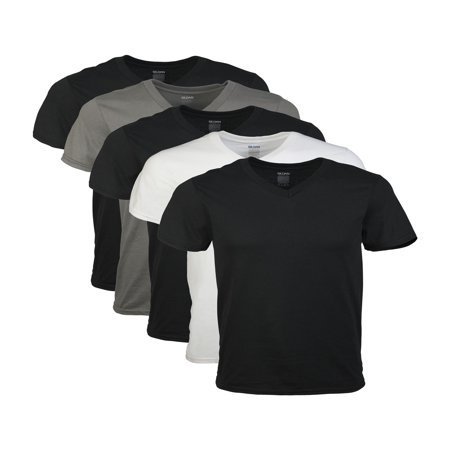 Armani Underwear T-shirt - Gildan Mens Short Sleeve V-Neck Assorted Color T-Shirt, 5-Pack