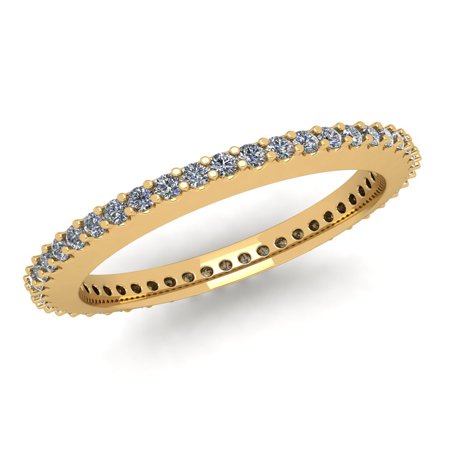 - Natural .45Ct Round Cut Brilliant Diamond Stackable Women's Anniversary Wedding Eternity Band Ring Solid 10k Yellow Gold G-H I1
