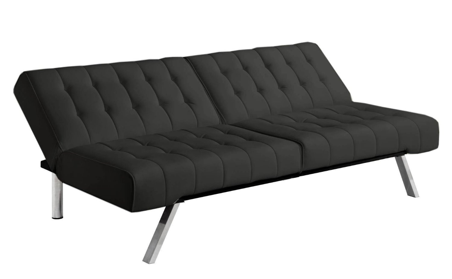 Modern Splitback Bonded Leather Sleeper Futon