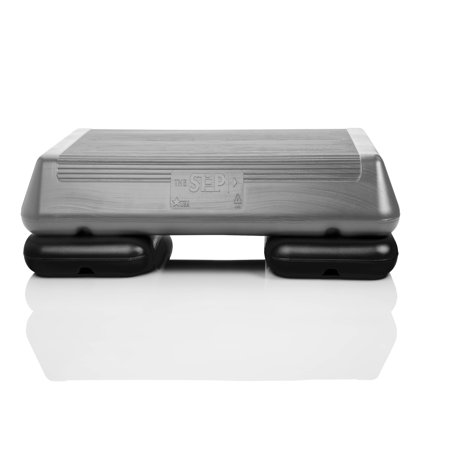 - The Step Original Circuit Size Aerobic Stepper Platform with Grey Nonslip Platform and Two Original Black Risers