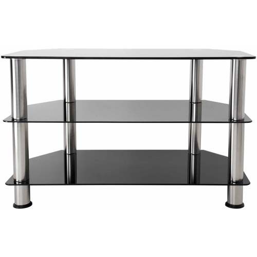 AVF Black Glass Floor Stand with Chrome Legs for TVs up to 40''