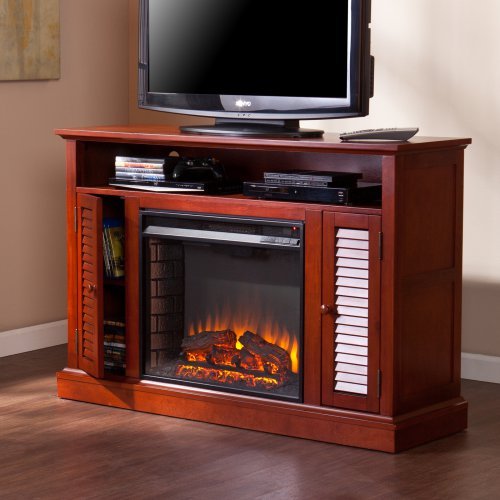 Southern Enterprises Buckhead Media Console Fireplace - Classic Mahogany