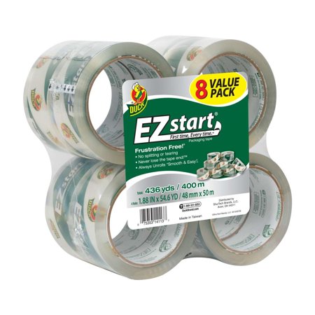 - Duck Brand EZ Start Packing Tape, 1.88 in. x 54.6 yd., Clear, 8-Count