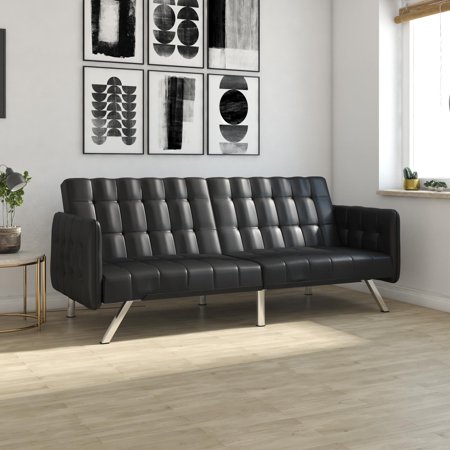 Emilys Coach - DHP Emily Convertible Futon and Sofa Sleeper, Black Faux Leather