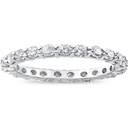 2ct Diamond Eternity Wedding Ring Womens Stackable Solitaire Band 14K White