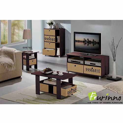 Furinno 11156 Entertainment Center with 2 Collapsible Bin Drawers