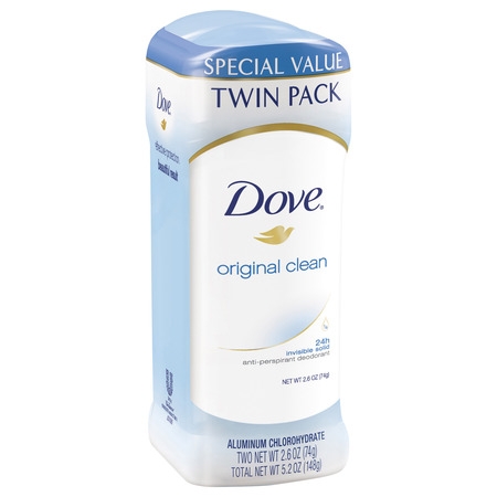 (4 count) Dove Original Clean Antiperspirant Deodorant, 2.6 oz, 2 Twin (Best Deodorant Without Antiperspirant)