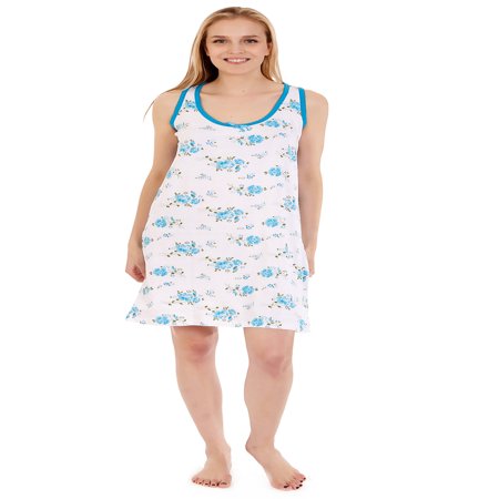 Mom Ladies Nightshirt - 906 Womens Nightgown Sleepwear Cotton Pajamas - Woman Sleeveless Sleep Dress Nightshirt Green 4X