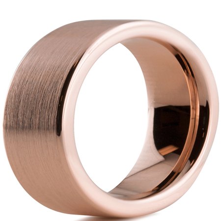 4mm Comfort Fit Wedding Band Mens Tungsten Wedding Band Ring 4mm for Men Women Comfort Fit 18K Rose Gold Plated Plated Pipe Cut Flat Brushed Polished Lifetime Guarantee ()