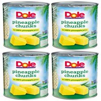 (4 Pack) Dole Pineapple Chunks in 100% Pineapple Juice, 20 oz