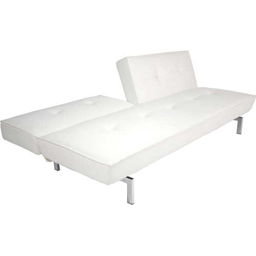 Belle Faux Leather Convertible Futon Sofa Bed, White