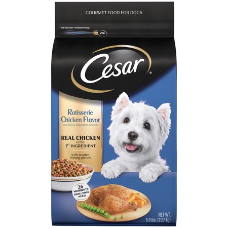 Cesar Small Breed Dry Dog Food Rotisserie Chicken Flavor with Spring Vegetables Garnish, 5 lb.