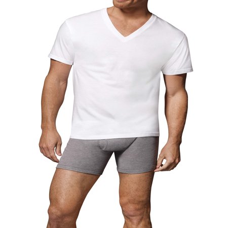 Hanes - Men's FreshIQ ComfortSoft White V-Neck T-Shirt 6-Pack - Walmart.com