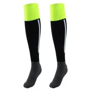 Men Sport Knee High Elastic Cuffs Baseball Football Soccer Long Socks Black Pair