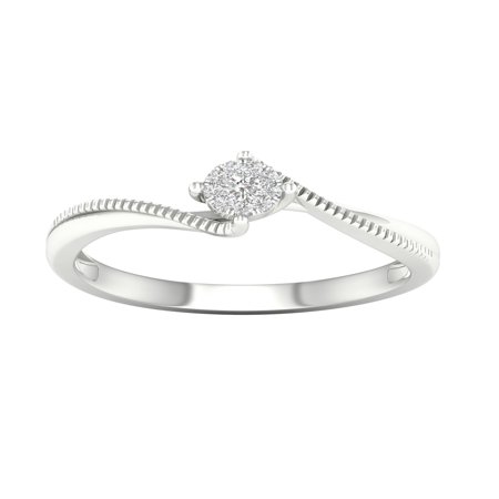 Diamond Cluster Promise Ring IGI Certified Imperial 1/20Ct TDW Diamond 10k White Gold Cluster Bypass Promise Ring (H-I, I2) ()