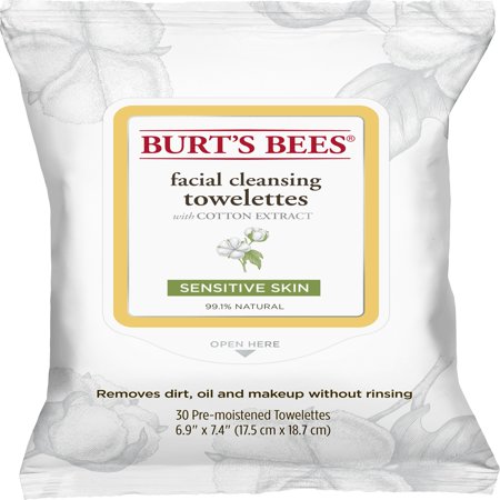 Burt's Bees Facial Cleansing Towelettes for Sensitive Skin, 30
