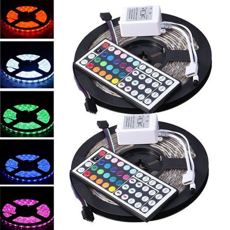 Light Lighting Kit - CASUNG Led Strip Lighting 2*5M 32.8 Ft 5050 RGB 300LEDs Flexible Color Changing Lights IP65 Water Resistant LED Strip Light Kit with Remote Controller & White IR Controll Box & Power Supply
