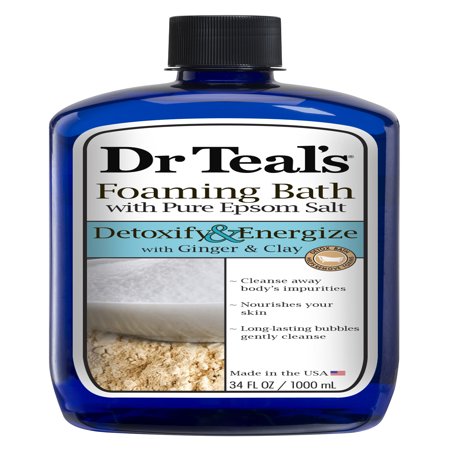 Dr Teal's Foaming Bath with Pure Epsom Salt, Detoxify & Energize with Ginger & Clay, 34
