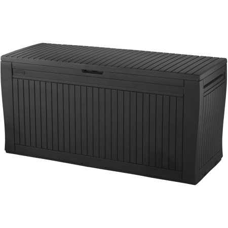 Outdoor Patio Storage Bench - Keter Comfy 71-Gal Outdoor Deck Box, Espresso Brown