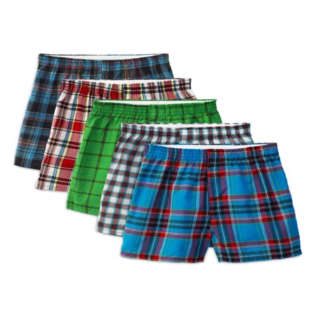 Fruit of the Loom - Fruit of the Loom Tartan Plaid Woven Boxers, 5 Pack ...