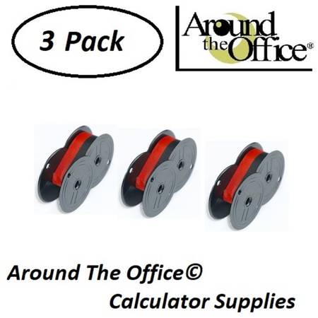 CASIO Model FR-2650-TM Compatible CAlculator RS-6BR Twin Spool Black & Red Ribbon by Around The