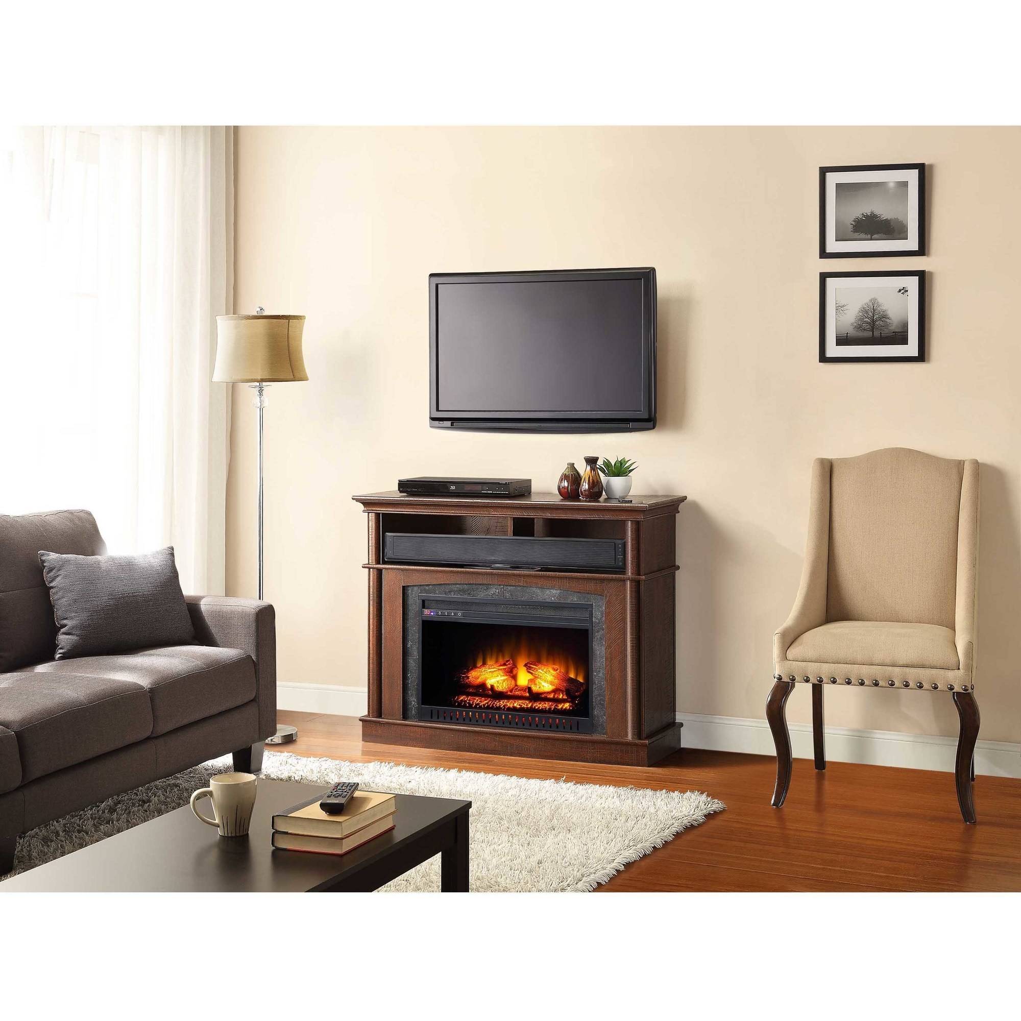 Whalen Media Fireplace Console for TV's up to 45'', Rustic Brown