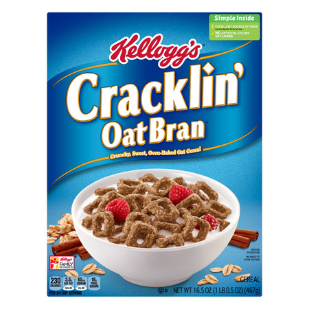 Kellogg's Breakfast Cereal, Cracklin' Oat Bran, Excellent Source of Fiber, Made with Whole Grain, 16.5oz Box, 16.5 (List Of Best Cereals)