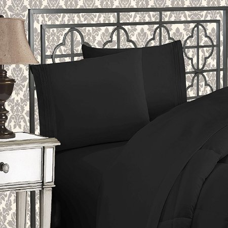 - Elegant Comfort Luxury 2-Piece Pillowcases Silky-Soft Wrinkle Resistant - Standard Size, Black