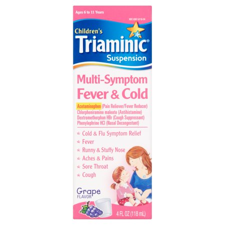 - Triaminic Children's Cold Relief Multi-Symptom Fever & Cold Syrup, Grape Flavor, 4.0 fl oz