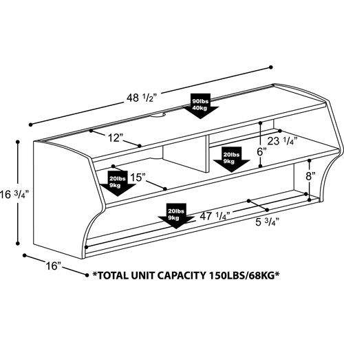 Prepac Altus Wall Mounted A/V TV Stand, Multiple Finishes