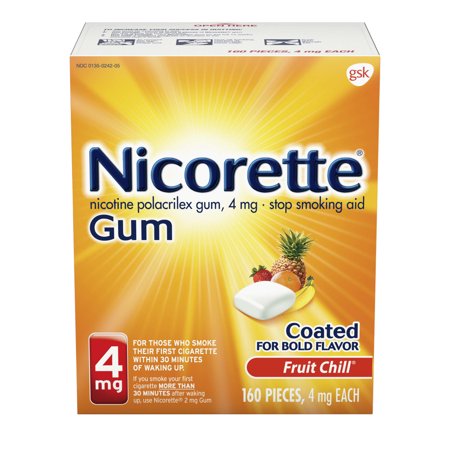 Smoking Cessation Aid - Nicorette Nicotine Gum to Stop Smoking, 4 mg, Fruit Chill, 160 count