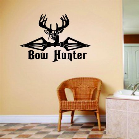 Tracks Hunting Decal (Custom Wall Decal Bow Hunter Animal Hunting Hunter Man Gun picture Art Boys Kids Sticker Vinyl Wall Decal 10 X 20)
