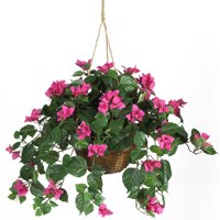 Nearly Natural Artificial Bougainvillea Hanging Basket Silk Plant