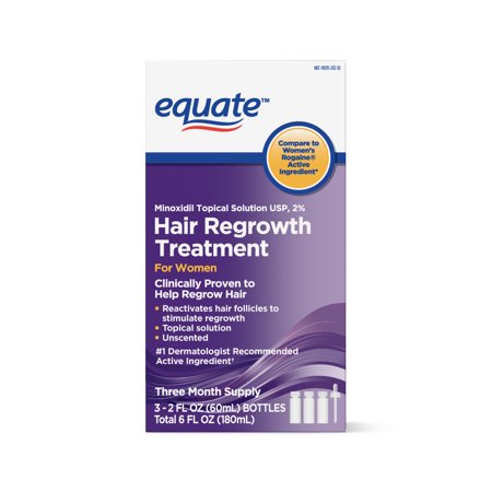 Equate Women's Minoxidil Topical Solution for Hair Regrowth, 3-Month Supply