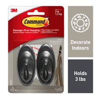 Command Slate Terrace Hook, Medium, 2 Hooks, 4 Strips/Pack