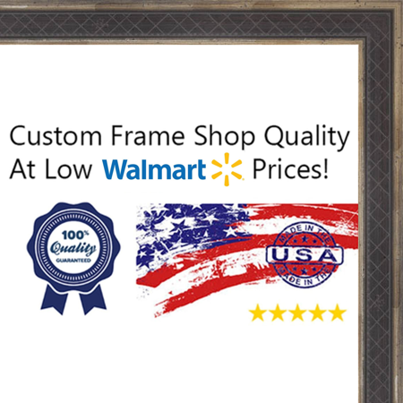 - 4x5 - 4 x 5 Antique Silver and Navy Solid Wood Frame with UV Framer's Acrylic & Foam Board Backing - Great For a Ph