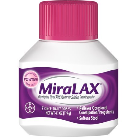 - MiraLAX Polyethylene Glycol 3350 Powder Laxative, 4.1 Oz, 7 Dose