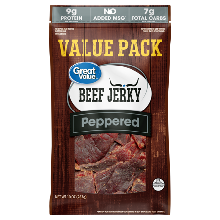 Great Value Beef Jerky, Peppered, 10 oz - Walmart.com