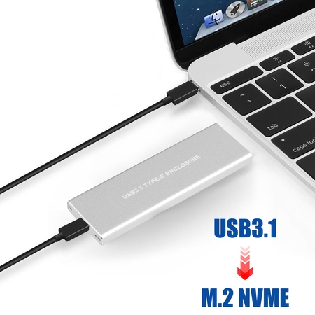 NVMe PCIE USB3.1 SSD/HDD Enclosure M.2 to USB Type C 3.1 Hard Disk Drive