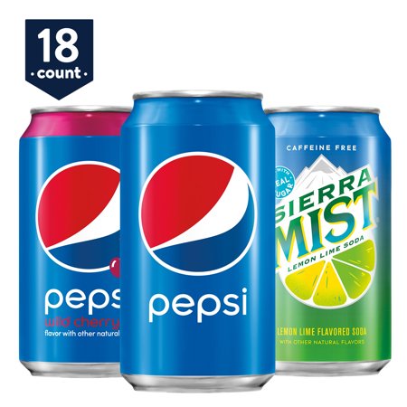 Pepsi Wild Cherry/Sierra Mist Variety Pack, 12 oz Cans, 18 Count ...