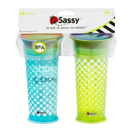 Sassy No Spill Spoutless Sippy Cup - 2 pack (Best No Drip Sippy Cups)