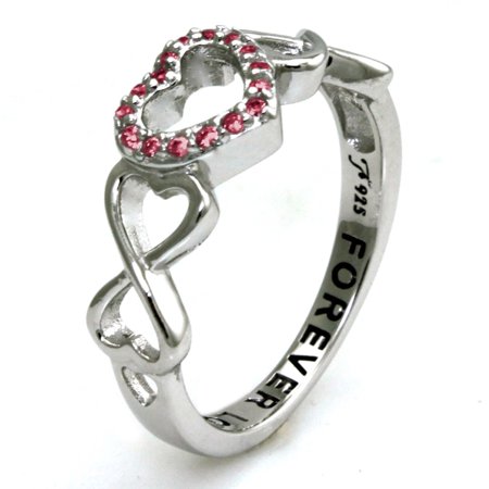 - Sterling Silver Amethyst Color CZ Infinity Symbol Heart Forever Love Promise Ring