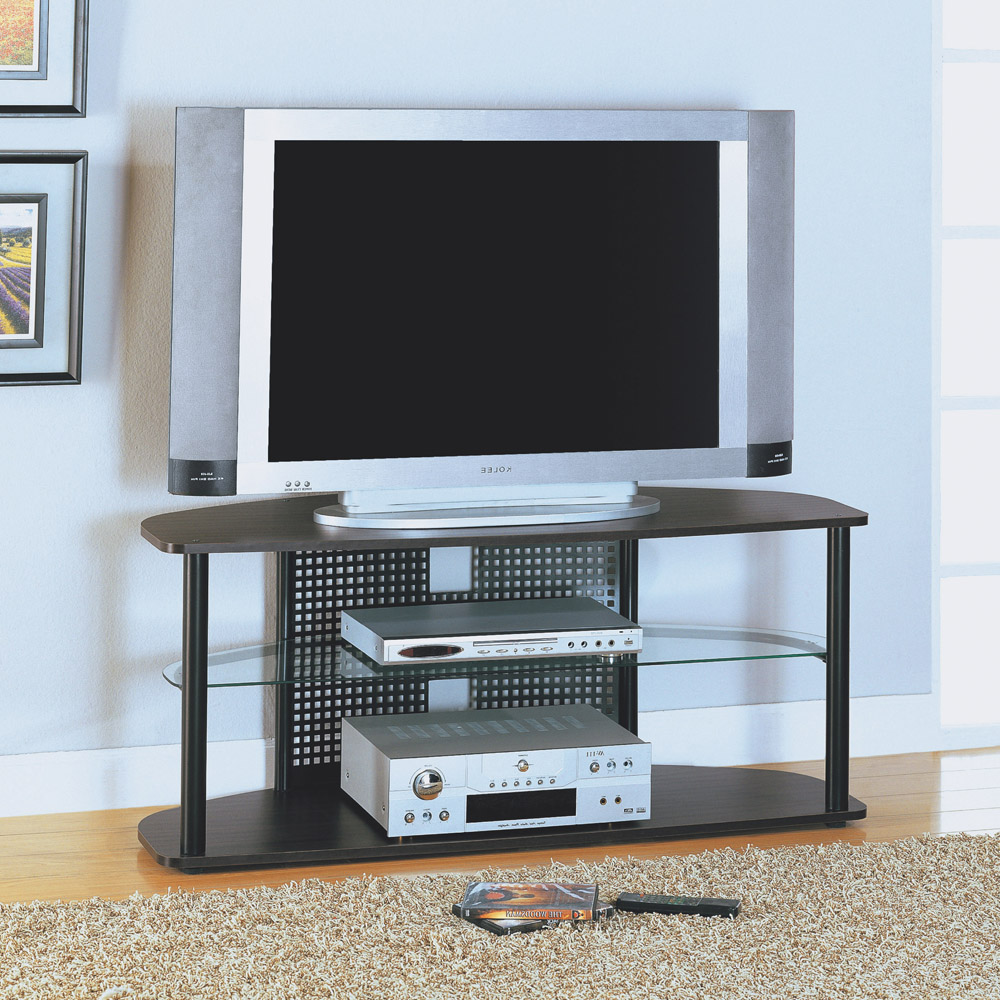 Monarch Specialties 2032 TV Stand in Cappuccino & Black Metal