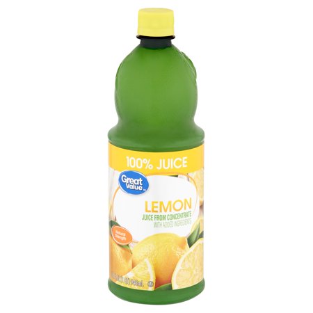 Great Value Lemon 100% Juice, 32 fl oz (Best Bottled Lemon Juice)